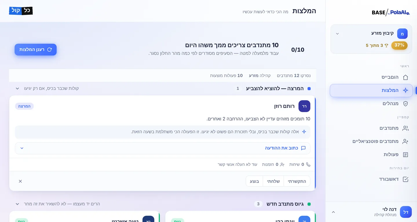 המלצות — במי לטפל קודם
